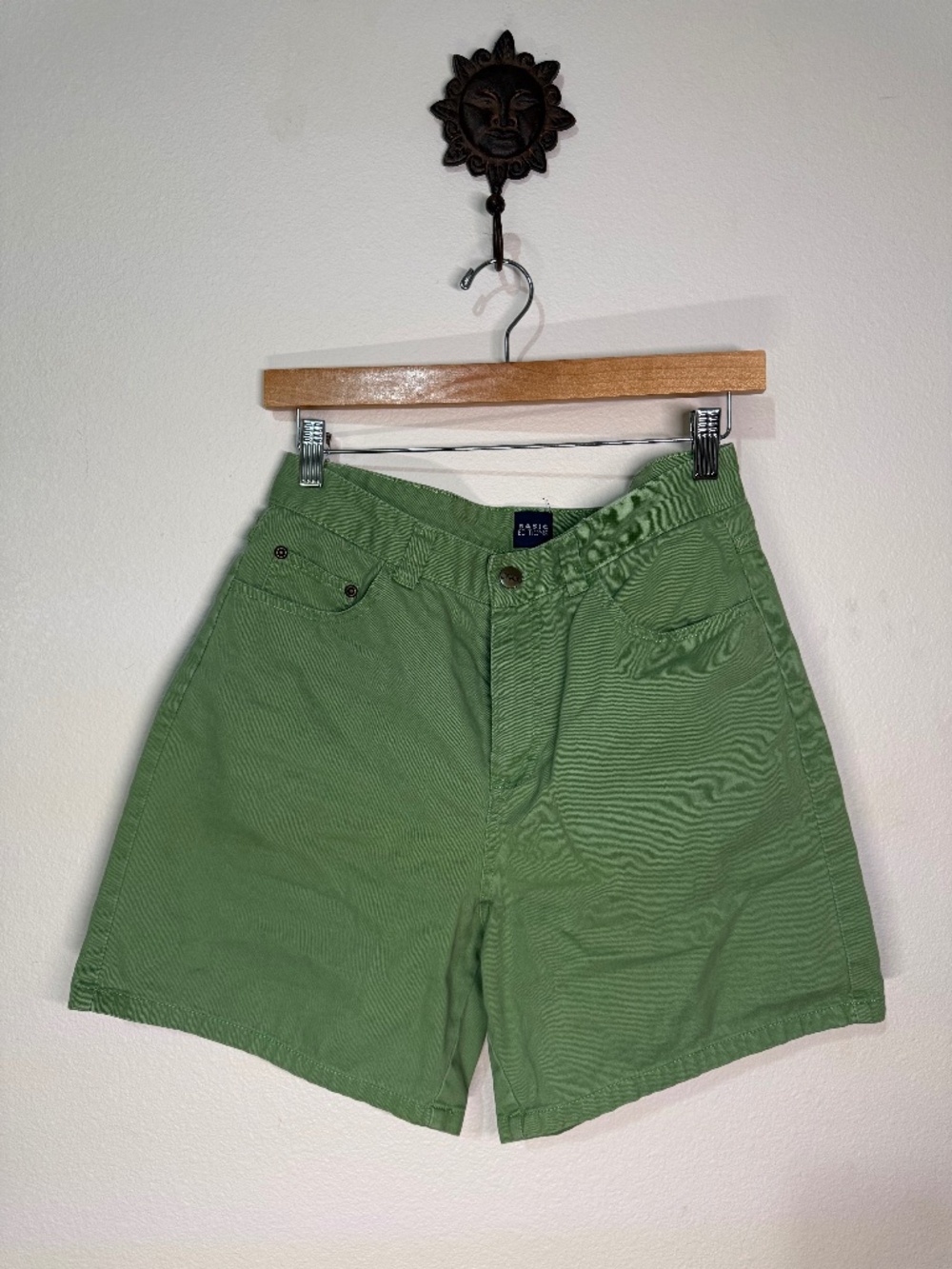 Vintage Green Cotton Midi Shorts
